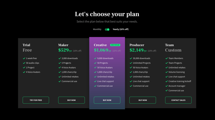 Pricing Page May 2022
