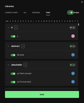 team library enabled